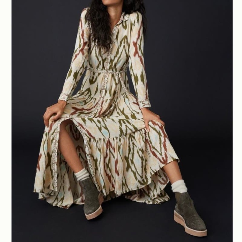 Mes Demoiselles Paris Sunny Maxi Ikat Print Dress 8 40